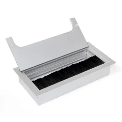 Emuca Passe-cables pour table Quadrum, rectangulaire, 159x80mm, à encastrer, Aluminium, anodisé mat