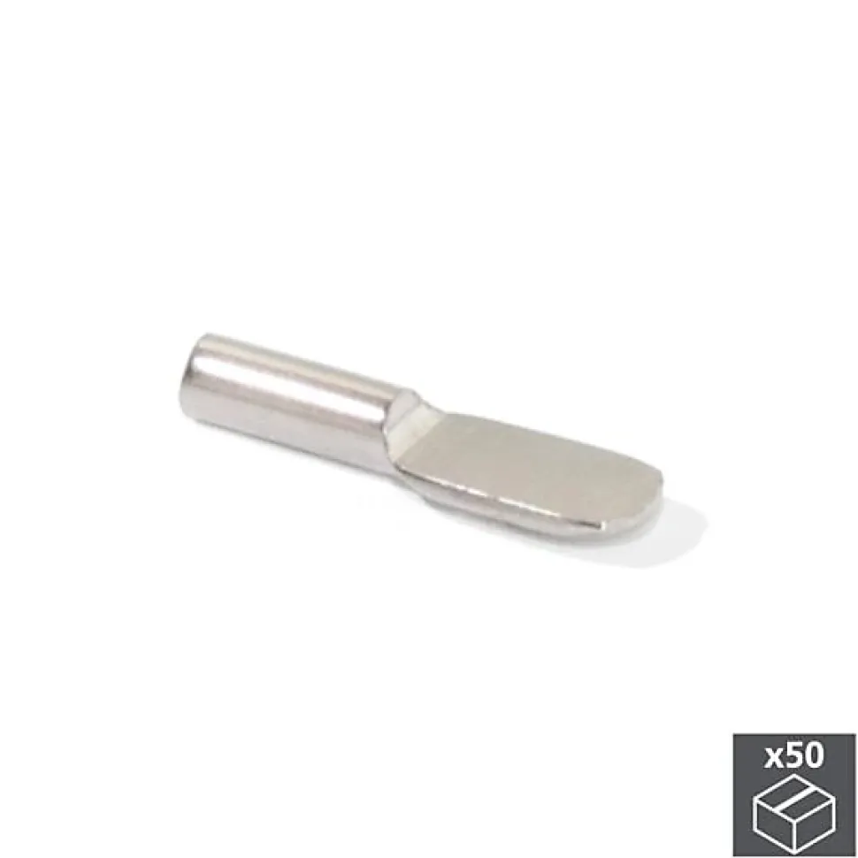 Emuca Support pour étagères en bois, cuillère, D. 5 mm, Acier, Nickelé, 50 ut.-