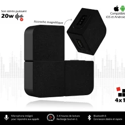 Enceintes Bluetooth Modulables 4 en 1 20W RMS