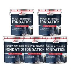 Enduit bitumineux pour Fondations Murs enterrés - ARCAFONDATION. Noir - Offre Spéciale : 5 x 20KG - ARCANE INDUSTRIES