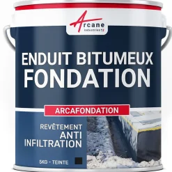 Enduit bitumineux pour Fondations Murs enterrés - ARCAFONDATION. Noir - 5 kg - ARCANE INDUSTRIES