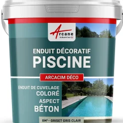 ENDUIT DE CUVELAGE PISCINE FINITION BETON CIRE - ARCACIM DECO Griset Gris Clair - 8 m² - ARCANE INDUSTRIES