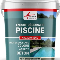 ENDUIT DE CUVELAGE PISCINE FINITION BETON CIRE - ARCACIM DECO Griset Gris Clair - 16 m² - ARCANE INDUSTRIES