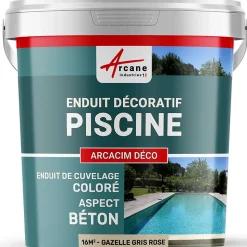 ENDUIT DE CUVELAGE PISCINE FINITION BETON CIRE - ARCACIM DECO Gazelle Gris Rose - 16 m² - ARCANE INDUSTRIES