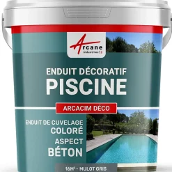 ENDUIT DE CUVELAGE PISCINE FINITION BETON CIRE - ARCACIM DECO Mulot Gris - 16 m² - ARCANE INDUSTRIES