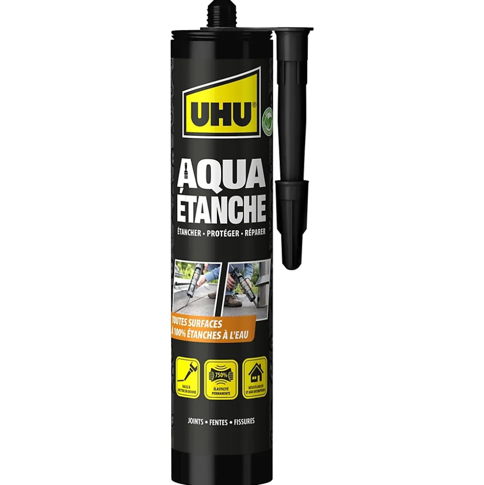 Enduit d'étanchéité noir UHU Aqua étanche cartouche de 310g