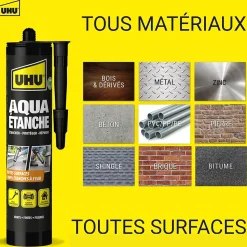 Enduit d'étanchéité noir UHU Aqua étanche cartouche de 310g