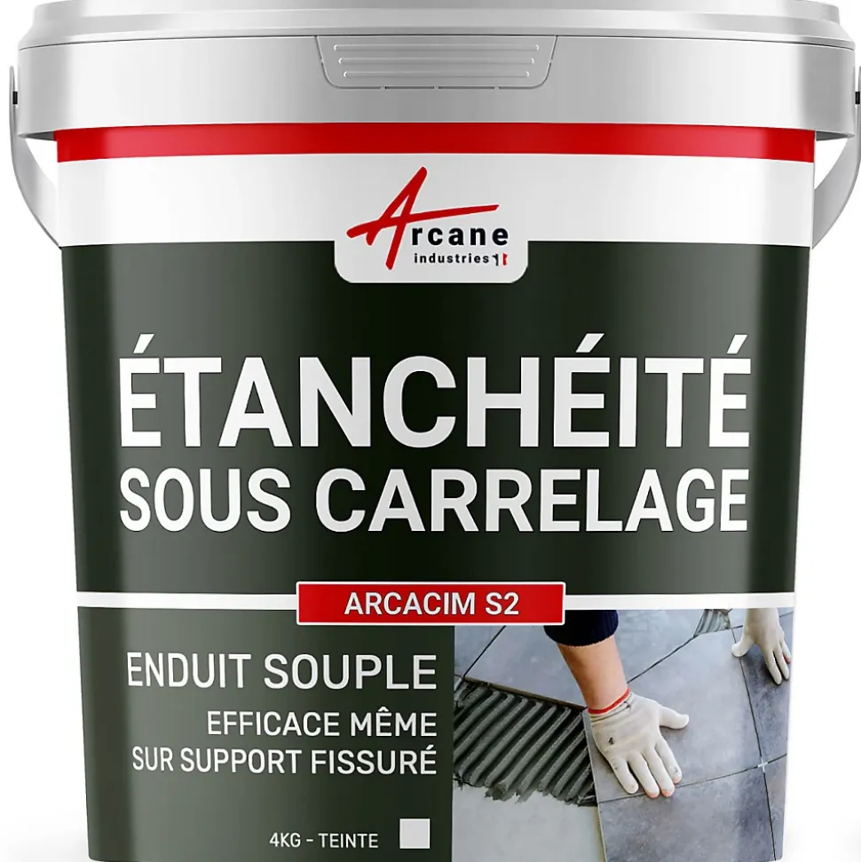 Enduit d'étanchéité sous carrelage dalle/chape extérieure - ARCACIM S2 Blanc - 4 kg - ARCANE INDUSTRIES