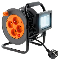 Enrouleur 4 prises + projecteur LED 15m Zenitech