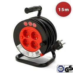 Enrouleur de câble DIY 4 prises Schuko standards, câble H05VV-F3G1.5MM2, 15M ,CE