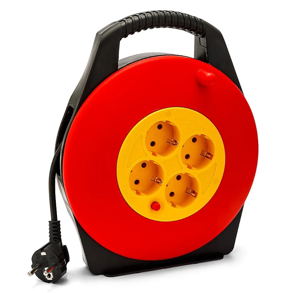 Enrouleur de câble domestique 4 prises Schuko standards, câble H05VV-F3G1.0MM2, 10M ,CE
