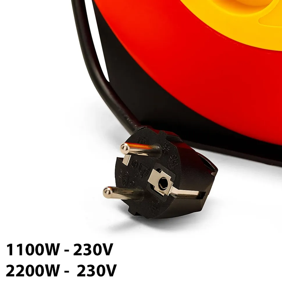 Enrouleur de câble domestique 4 prises Schuko standards, câble H05VV-F3G1.0MM2, 10M ,CE
