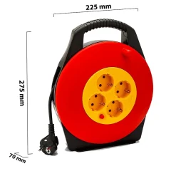 Enrouleur de câble domestique 4 prises Schuko standards, câble H05VV-F3G1.0MM2, 10M ,CE