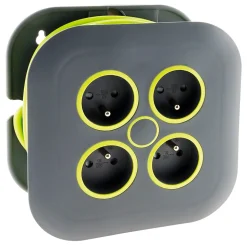 Enrouleur domestique 4 x 2P+T - 7m - vert Zenitech