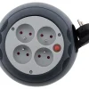 Enrouleur domestique 3m 4 prises 2P+T - Gris - Zenitech