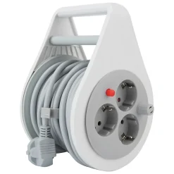 Enrouleur domestique Schuko 3 prises 7m - Gris - Zenitech