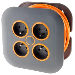 Enrouleur domestique 4x2P+T - 7m orange Zenitech