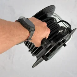 Enrouleur électrique 20 m, 4 prises, type E, 3x1,5 mm², IP44 - rallonge pour jardin et atelier HOROZ