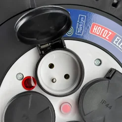 Enrouleur électrique 20 m, 4 prises, type E, 3x1,5 mm², IP44 - rallonge pour jardin et atelier HOROZ