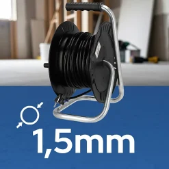 Enrouleur électrique 20 m, 4 prises, type E, 3x1,5 mm², IP44 - rallonge pour jardin et atelier HOROZ