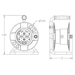 Enrouleur 25m H05VV-F 3G1.5 - 4 prises 16A - garantie 2 ans