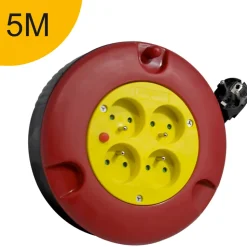 Enrouleur 5m H05VV-F 3G1.5mm² - 4 prises 16A - garantie 2 ans