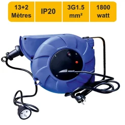 Enrouleur mural auto 15m 3G1.5 avec voyant + disjoncteur thermique - garantie 2 ans
