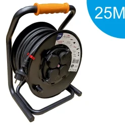 Enrouleur PRO de chantier 3G2.5 25m IP44 platine fixe (anti twist) - câble H07RN-F- 4 prises 16A - garantie 2 ans