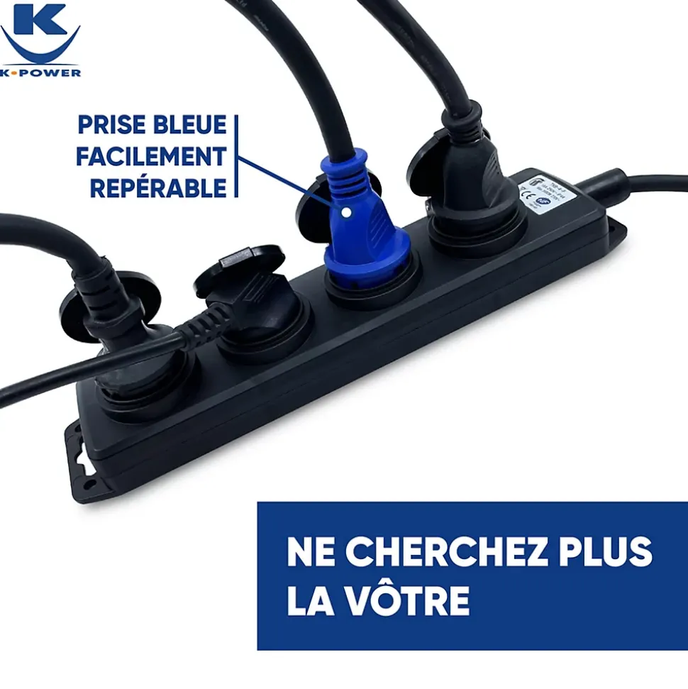 Enrouleur Pro 25M 3G2.5 IP44 avec 4 Prises à Clapet pour Usage Intensif en Intérieur & Extérieur