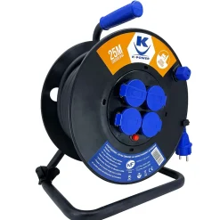 Enrouleur Pro 25M 3G2.5 IP44 avec 4 Prises à Clapet pour Usage Intensif en Intérieur & Extérieur