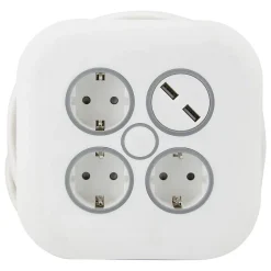 Enrouleur Schuko 3 prises + 2 USB 7m Zenitech