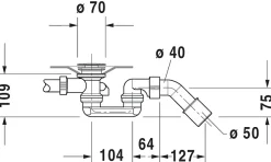 Ensemble de vidage siphon + trop-plein, Chrome, réglable - 8x40-88cmx18-50cm