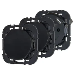 Ensemble double interrupteur + 1 prise avec terre affleurante + 1 prise USB-A+C Jacobsen Espen noir composable