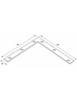 Equerre de fenêtre pour porte, 140x140x20mm, bouts carrés, acier zingué - THIRARD
