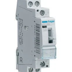 Etc425 Hager Contacteur Jour Nuit Triphasé Pour Heures Creuses 4no - 25a - Bobine 230 Vac - Bornes à Vis - 2 Modules