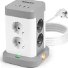 ET8C Tour multiprise 8 prises 3680W 13A 3x USB-A 1x USB-C Câble 1,8m protection Parasurtenseur protection surtension Duronic