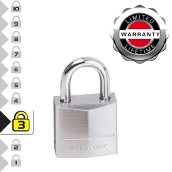 629EURQ Pack de 4 Cadenas Marins avec Clés, Gris, 3,4 x 2 x 1 cm
