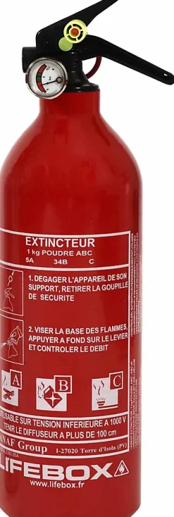 Extincteur poudre ABC 1 kg Lifebox avec manomètre
