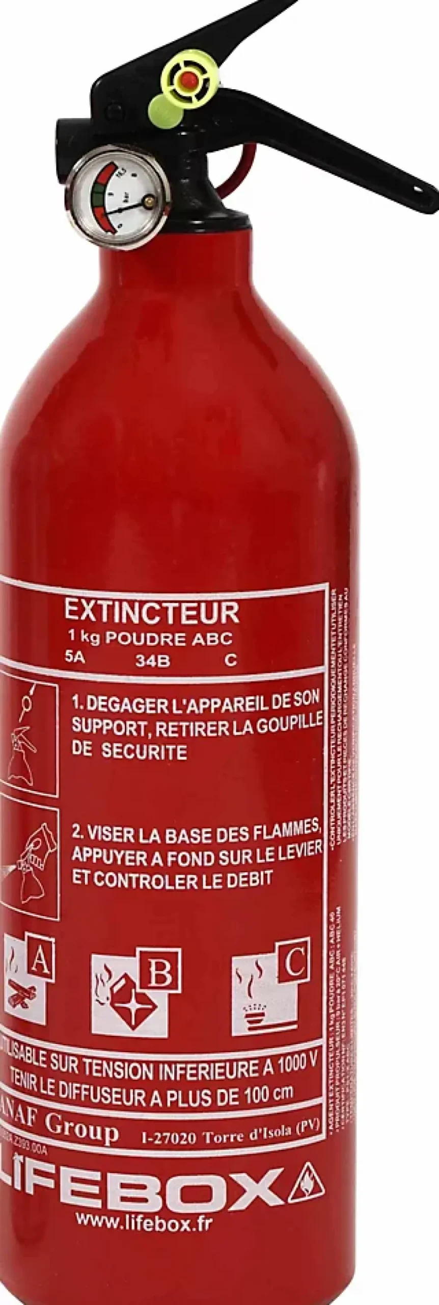 Extincteur poudre ABC 1 kg Lifebox avec manomètre