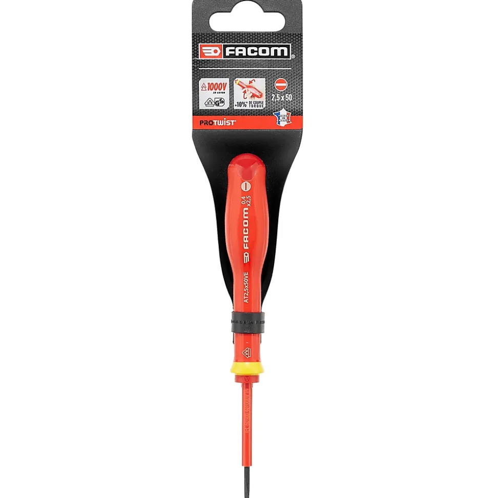 FACOM Tournevis Protwist Plat 2,5 x 50 Isolé 1000 V - AT2.5X50VE
