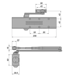 Ferme porte hydraulique réversible à glissière DOM Unik 4500 argent 120 Kg force 2 à 6