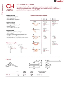 Ferme portes haute performance premium, Force réglable de 4 à 5, corps en Aluminium argent.