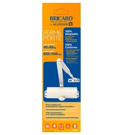 Ferme-porte Bricard Blanc bras compas fermeture automatique jusqu à 60 kg Force 3