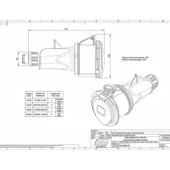 Fiche Femelle Tétrapolaire 32a 3p+n+t 380v - 5 Broches - étanche Ip44 - Ide