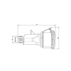 Fiche Femelle Tétrapolaire 32a 3p+n+t 380v - 5 Broches - étanche Ip44 - Ide