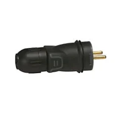 Fiche mâle 2 ports avec terre noir Legrand l.124mm 16A