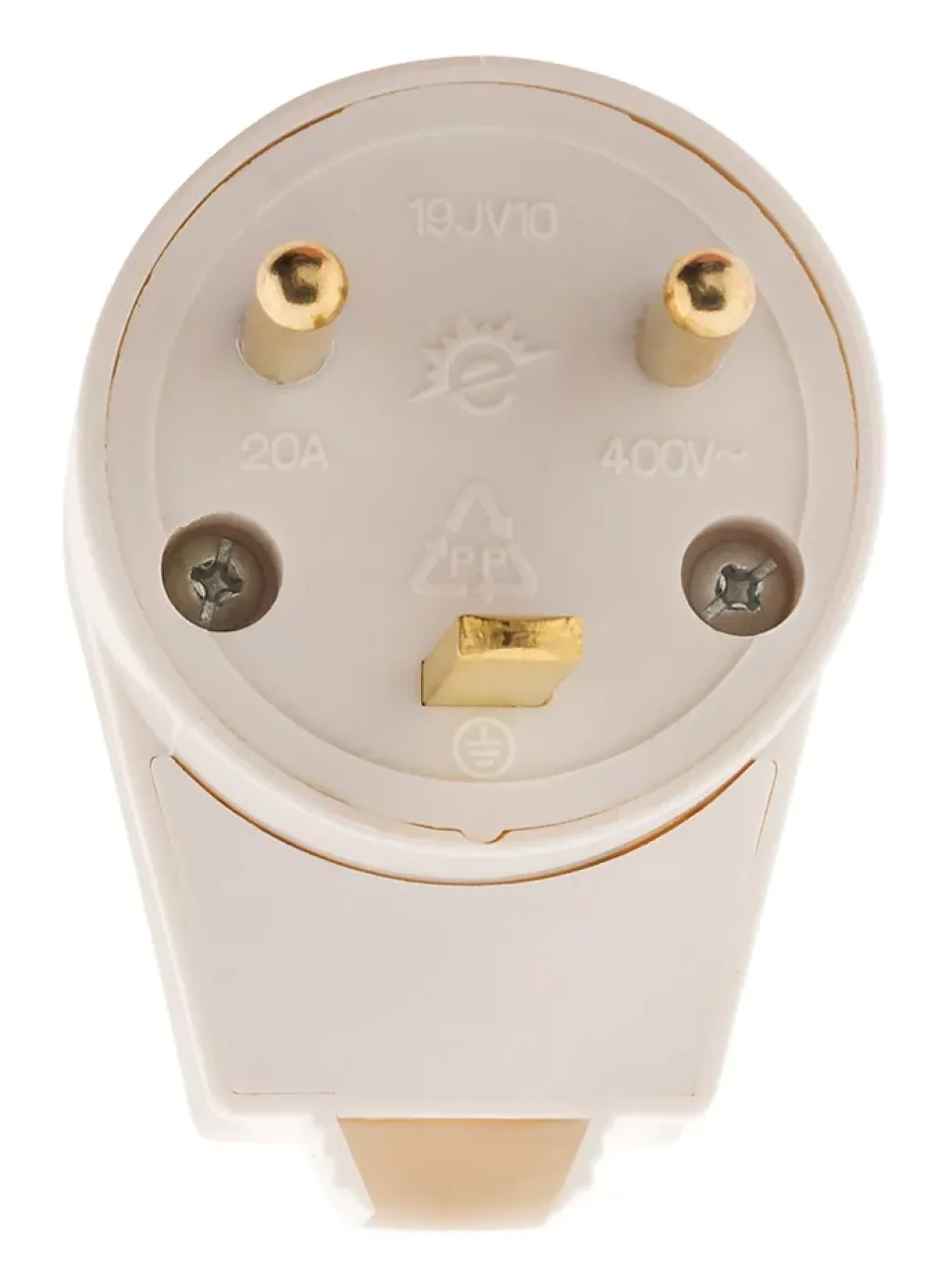 Fiche mâle 20A coudée 2 P+T - Blanc - Zenitech