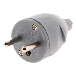 Fiche mâle 16A 2P+T - Gris - Zenitech
