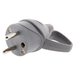 Fiche mâle anneau + ergot -16A 2P+T - Gris - Zenitech