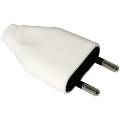 Fiche mâle blanc glossy 6A Diall 2 pôles